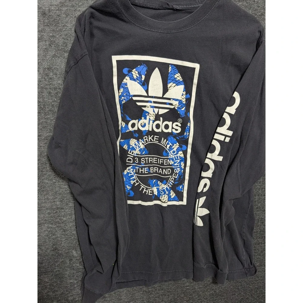 Adidas Originals Koi Fish Graphic Long Sleeve T-Shirt Black Mens Large 1366
